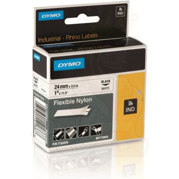 Rhino Flexible Nylon Tape 24mm WHITE with Black Lettering (S0773840)