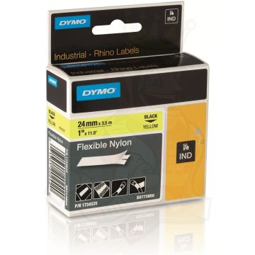 Rhino Flexible Nylon Tape 24mm YELLOW with Black Lettering