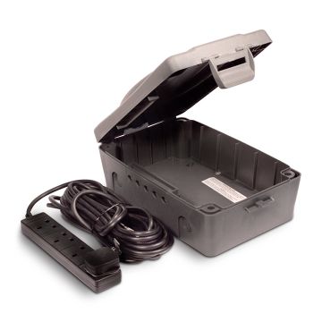 Weatherproof outdoor box for power supplies