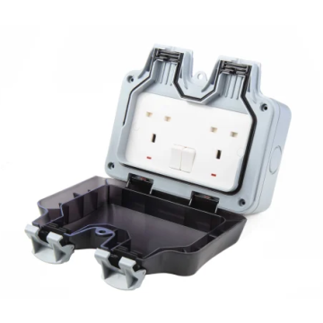 BG Storm WP22 Electrical Grey 2 Gang Plug Socket, 2 Poles, 13A, Type G - British, Outdoor Use