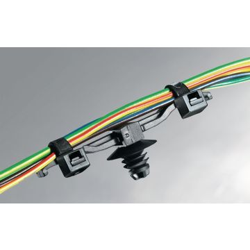 HellermannTyton Moveable Bundling Clips with Fixing and Fir Tree 54x6.0 mm, Black