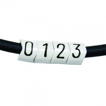 Open Style Clip On E Type Cable Marker size 20 Black on White