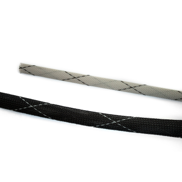 Vidaflex PET FR Polyester Expandable Braid - Black with Grey Tracer/Grey with Black Tracer