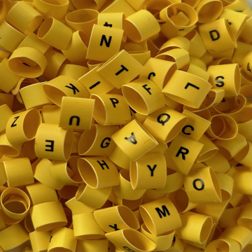 Heat shrink markers - Black on Yellow background Letters and special characters 