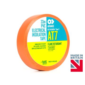 AT7 Fire-Retardant Orange PVC Electrical Insulation Tape - 19mm x 20 Mtr